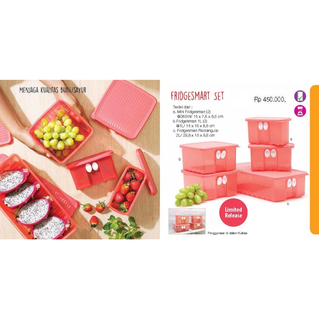 tupperware fridgesmart set  - tempat sayuran buah di kulkas