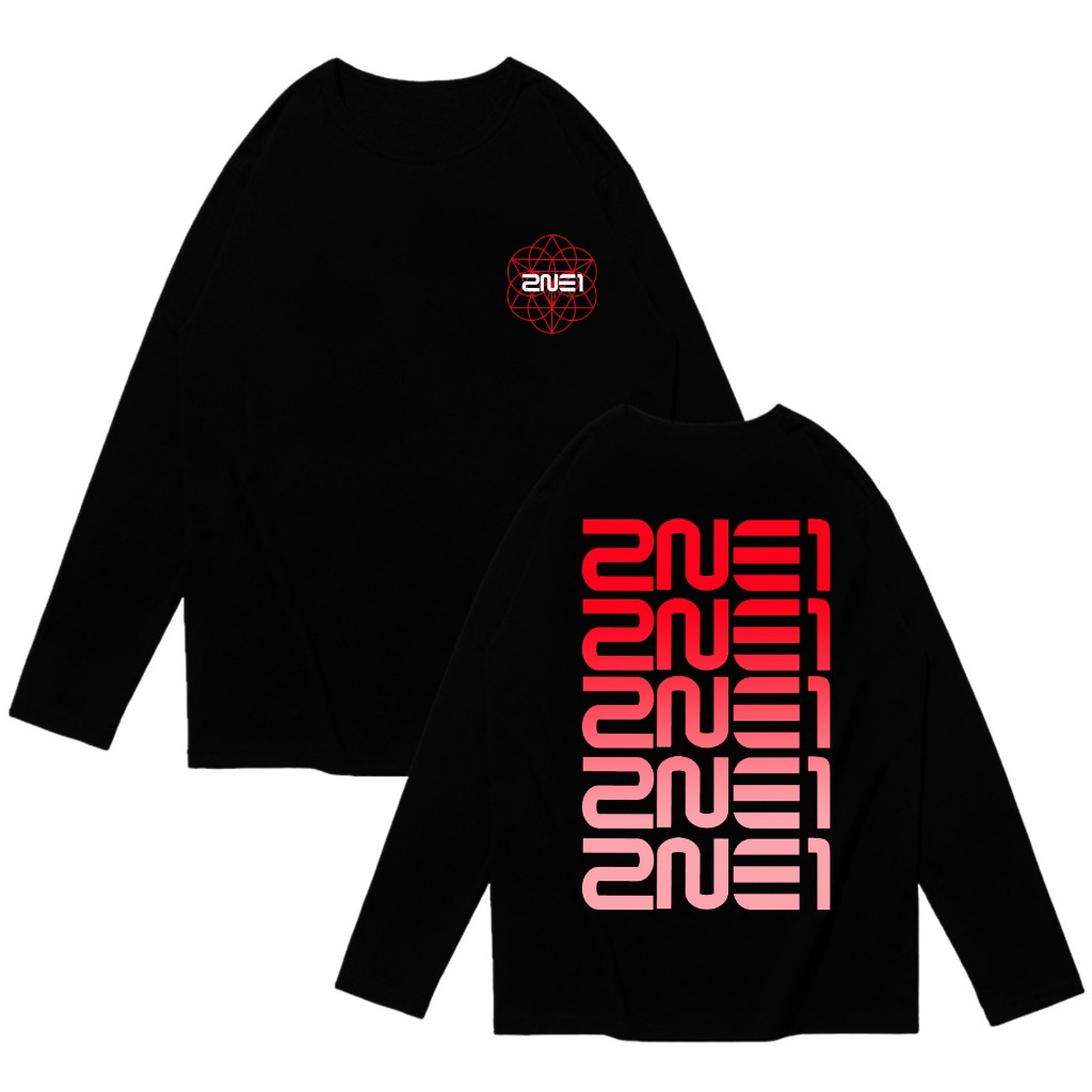 Kaos lengan panjang KPop 2NE1 Logo Comeback 2NE1 2NE1 Gradasi Merah Merah Combed Premium