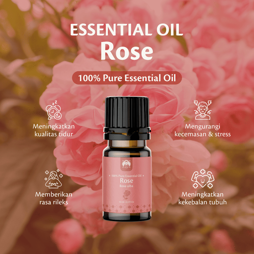 ROSE Pure Essential Oils Mawar Minyak Atsiri | 100% Natural Therapeutic by AiCARE THE LABEL