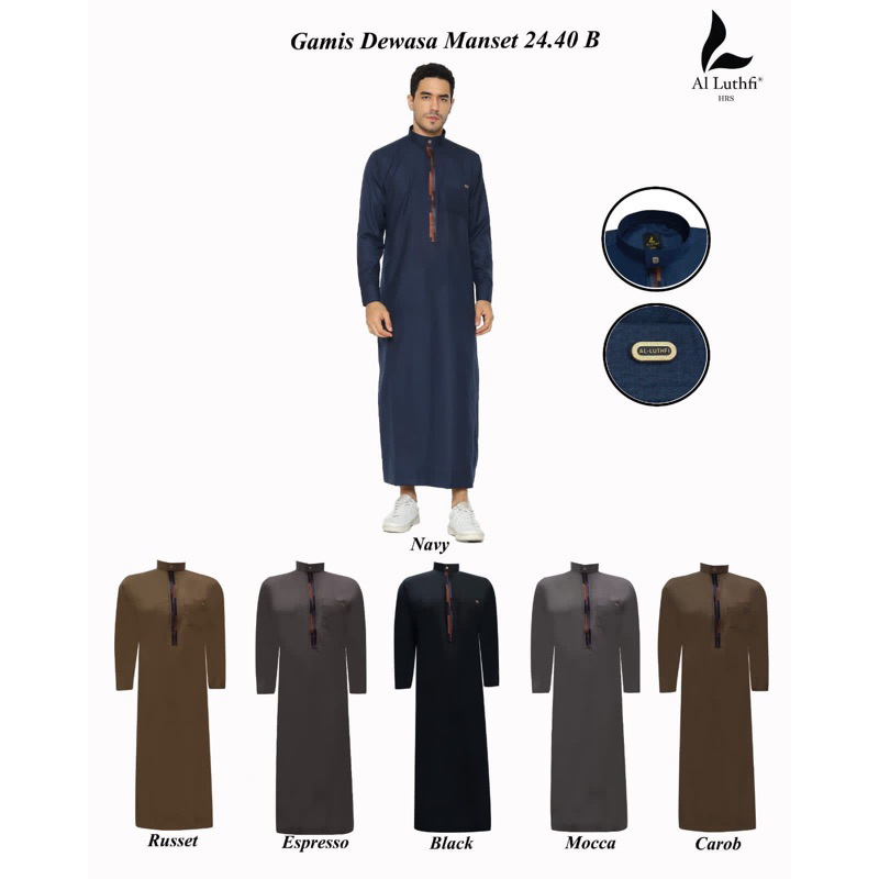 Al Luthfi Gamis Pria Premium/Gamis Pria Lengan Panjang/Jubah Pria Premium/Gamis Pria Bahan Katun/Gam