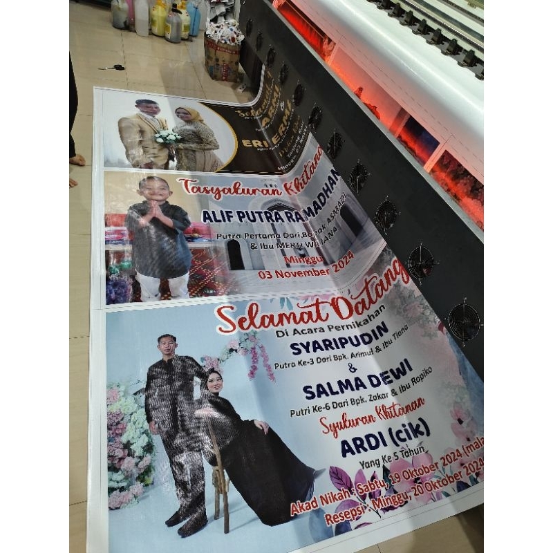 cetak spanduk banner Pernikahan nikah kawin wedding Selamat Datang Doa restu