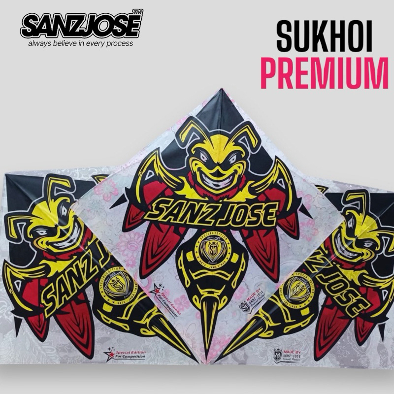 Layangan Sukhoi SANZ JOSE LEBAH Kertas Stabilo Full Petung