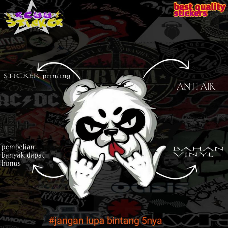 

stiker printing anti air viral metal panda