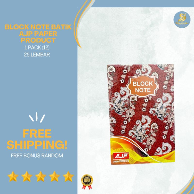 

Block Note Batik 25 Lembar/ 1 Pack (12)/ HARGA TERJANGKAU KUALITAS TERBAIK!/ FREE BONUS RANDOM!