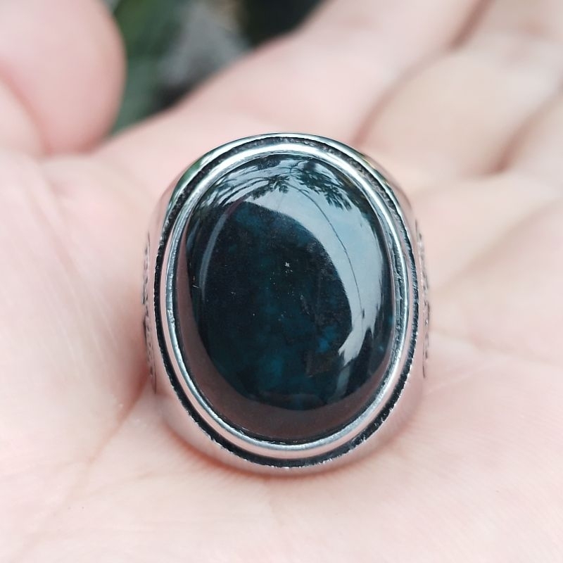 cincin batu bacan doko majiko coklat kenari serat halus body glas ngaca original