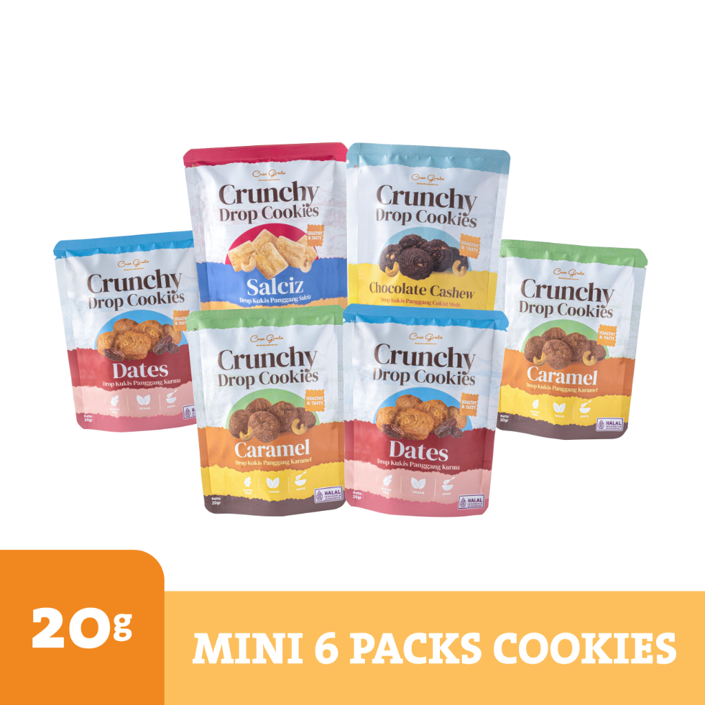 

Cookies Mini 6 Packs - 20gr ( Casa Grata Cookies - choose your own flavor) snack sehat / camilan sehat / snack anak / camilan anak / snack aman / snack enak / camilan sehat / camilan garing sehat / snack diet / cookies sehat / cookies gluten free