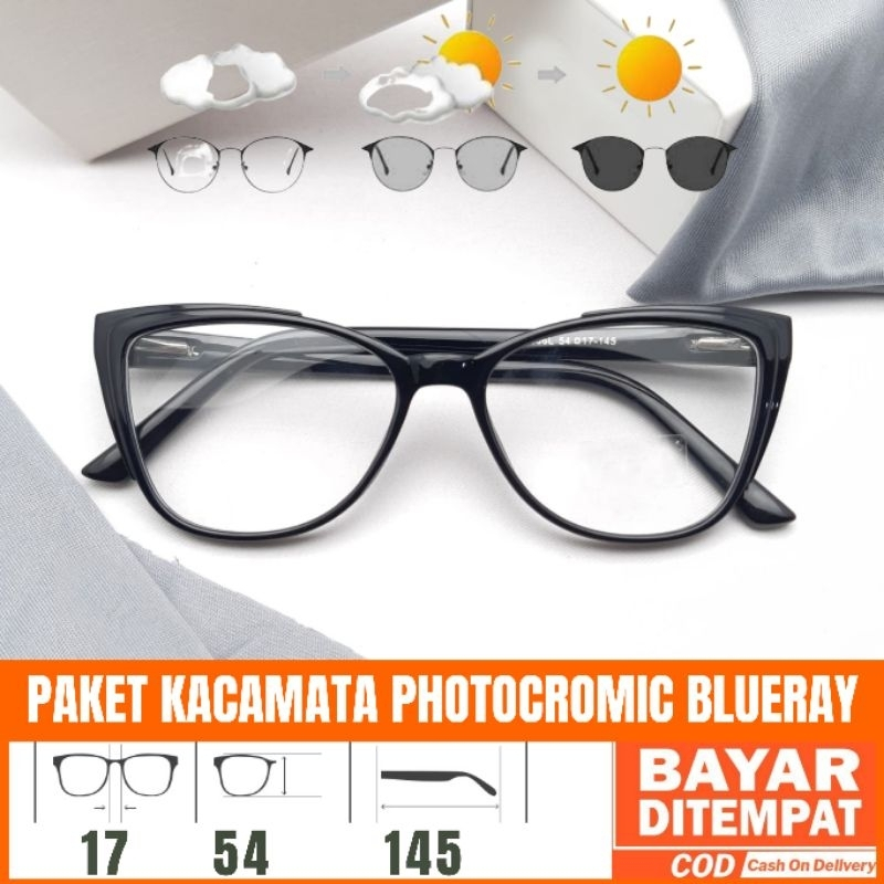 Frame Kacamata Cat Eye 7006 | Kacamata Photocromic | Kacamata Antiradiasi (Paket Frame+Lensa) Bisa R