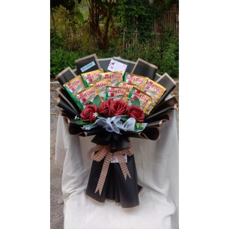 

Buket Kopi 10pcs+Bunga artificial 4 tangkai