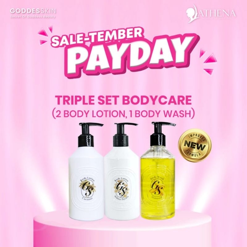 GODDESSKIN GS TRIPLE Set Bodycare dr.Richard Lee| Body Lotion Wash Sabun Mandi Handbody Mencerahkan|