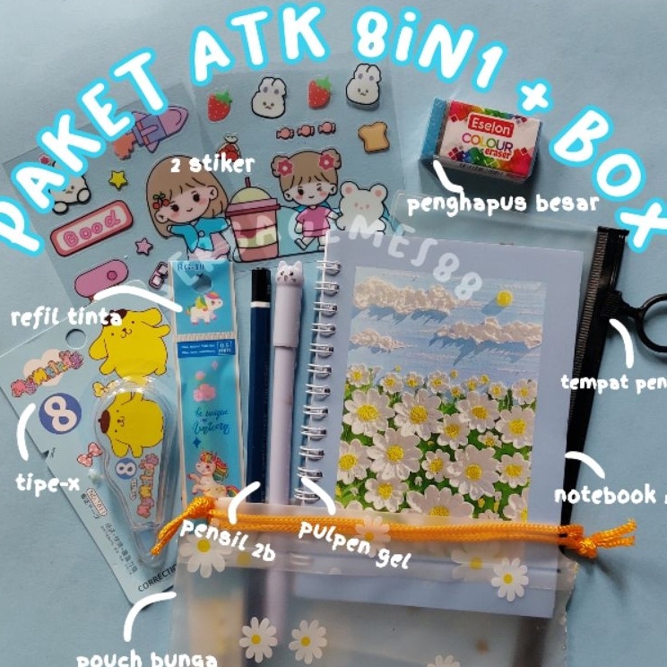 Hadir Hebat  serbagemes88  COD SET ALAT TULIS 8 IN 1 LENGKAP KARAKTER  STATIONERY SET  ALAT TULIS SE