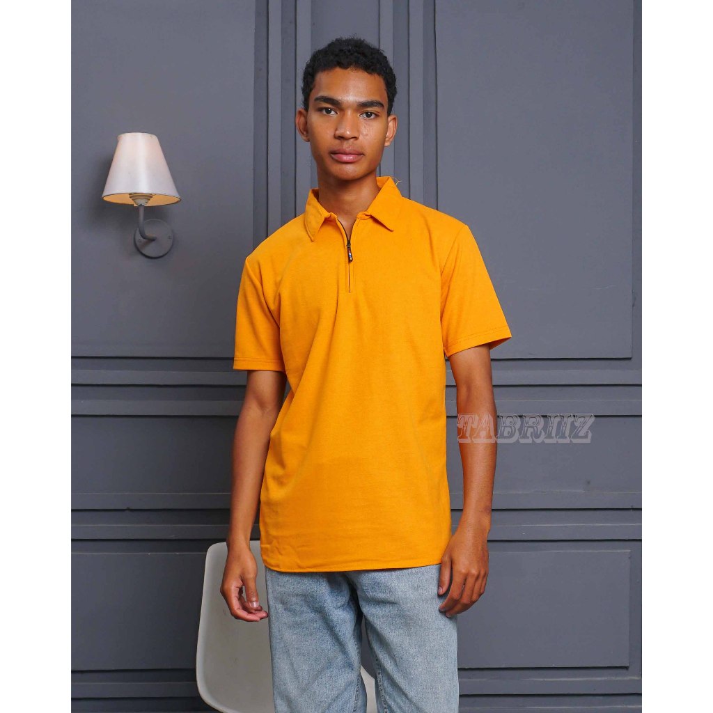 Kaos Kerah Pria Polo Shirt Zipper Polos Lengan Pendek / Kaos Polo Zipper / Kaos Polo Pria / Polo Shi