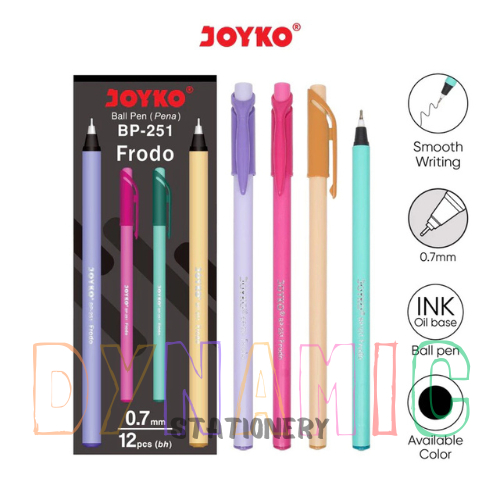 

BALL PEN PULPEN PENA JOYKO BP-251 FRODO 0.7 mm BOLPEN MURAH HITAM PASTEL WARNA WARNI / BOLPEN JOYKO BP-251 FRODO 0.7 mm/ PULPEN MURAH