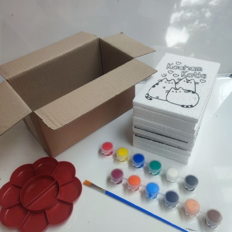 

Hadir Terupdate PAINTING KIT PAKET HEMAT LENGKAP MEWARNAI STYROFOAM MINI 1 X 15 CM BOX 1 set dengan cat kuas dan palet mainan edukasi anak melukis gambar karakter di media sterofoam styrofom seterofom gabus kado ulang tahun hampers murah ekonomi