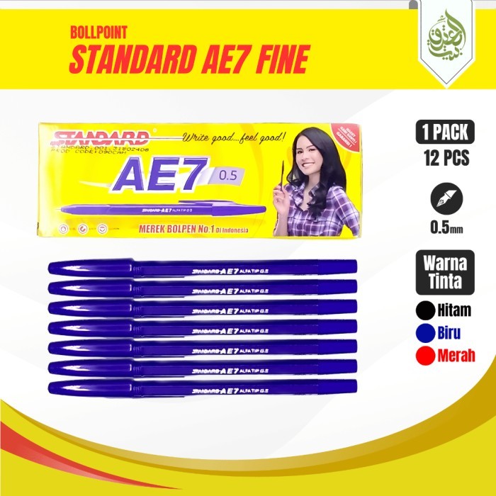 

Pen Standard AE7 Alfa Tip 0.5mm BIRU Original (12 Pcs) / Ballpoint Pulpen Standard AE7 0.5mm BIRU 1 Lusin