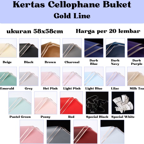 

Lagi Diminati 2 LEMBAR Kertas Cellophane Buket Gold Line Flower Wrapping Paper Celophane Chellophane Murah untuk Bucket Snack Uang
