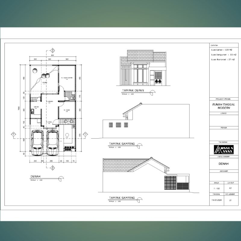 Jasa Desain Rumah | Denah dan Tampak Rumah 2D Layout