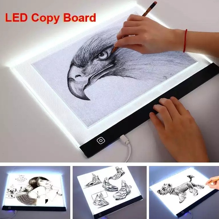 

New Product A2A3A4A5 LED Drawing Tracing Board Stensil Board Papan Jiplak Gambar LED Anak Dewasa Copy Board Papan LED Light Pad Ultra Slim