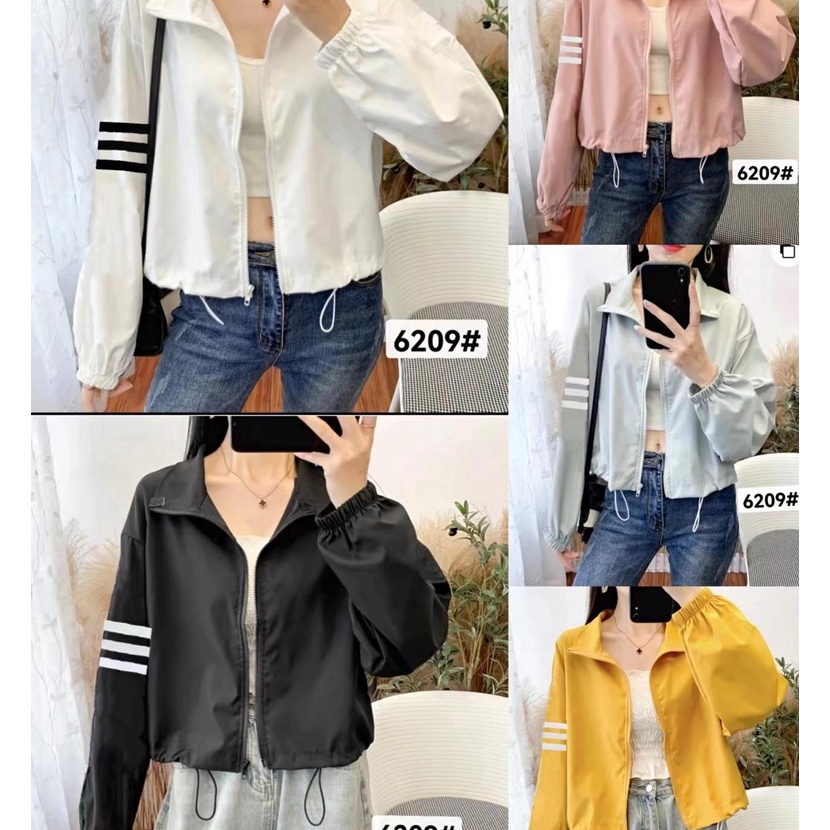 HJ6 629 Jaket IMPORT Parasut body pendek list kanan jaket olahraga jogging wanita jaket lari sport s
