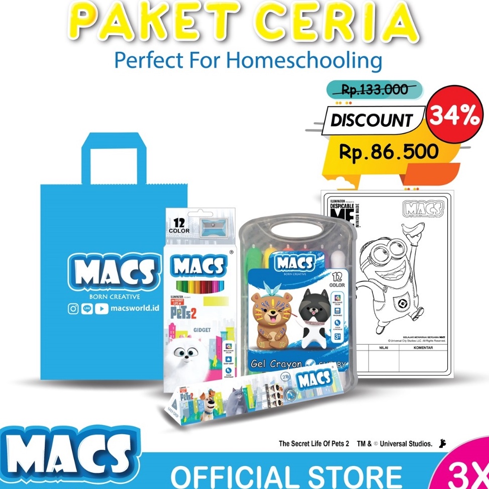 

Kirim Hari Ini Macs Paket Ceria Paket Mewarnai Anak Pensil Warna Gel Crayon Pensil 2B Set