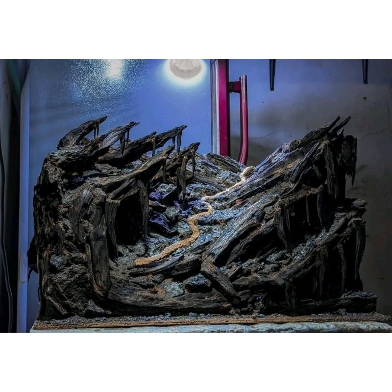 hardscape aquascape buat tank 60.40.40.cm sudah siap pakai sudah diplanting mossjava