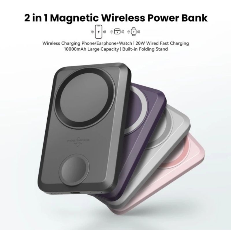 Kiip Wireless EW31 2in1 Powerbank Wireless Magnetic Powerbank