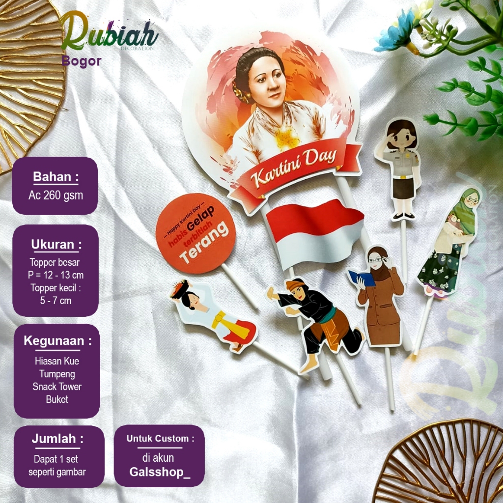 Custom Nama Foto Topper cake Kartini Hiasan Kue Ulang Tahun Snack Tower Buket Tumpeng