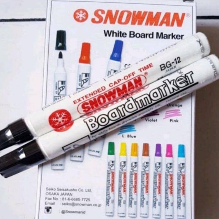 

KODE I69X Spidol Whiteboard Papan tulis Snowman per pack isi 12 pcs Hitam semua