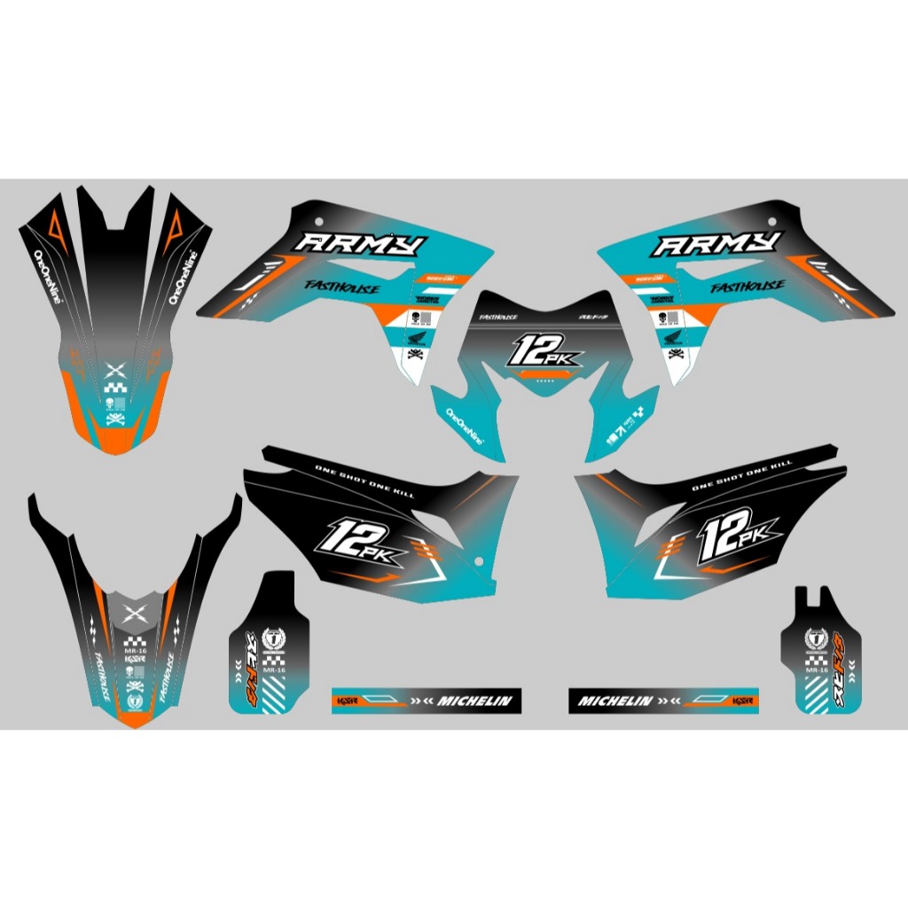 Decal Stiker CRF 150 L Dekal Variasi Sticker Striping Custom Full Body tosca simple 084
