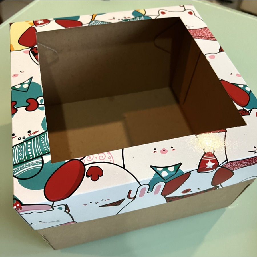 

Box Kotak Jendela Mika Motif Kartun Lucu Dus Kemasan Kue Tart Donat Dodol Betawi Size 25cm