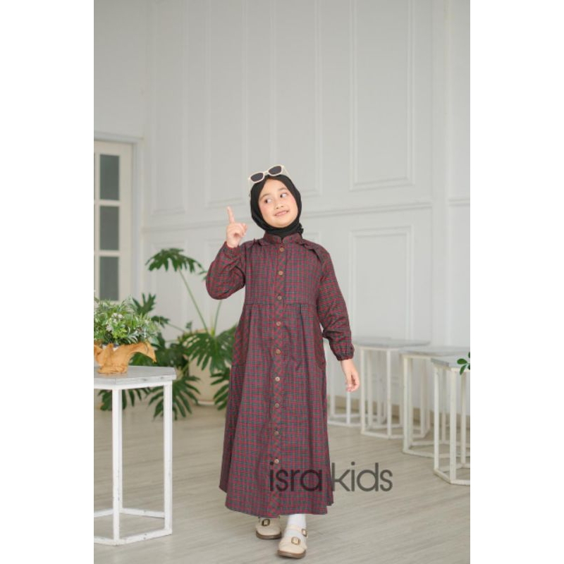 Baju Gamis Anak Perempuan 4-12 Tahun Katun Premium Kotak Kotak Tidak Panas