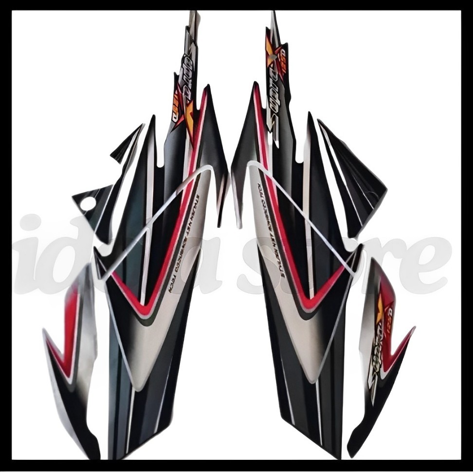 Stiker Striping List Body Supra X 125 D 2006 Hitam Silver  Standar Motor Honda Supra X 125 D 2006