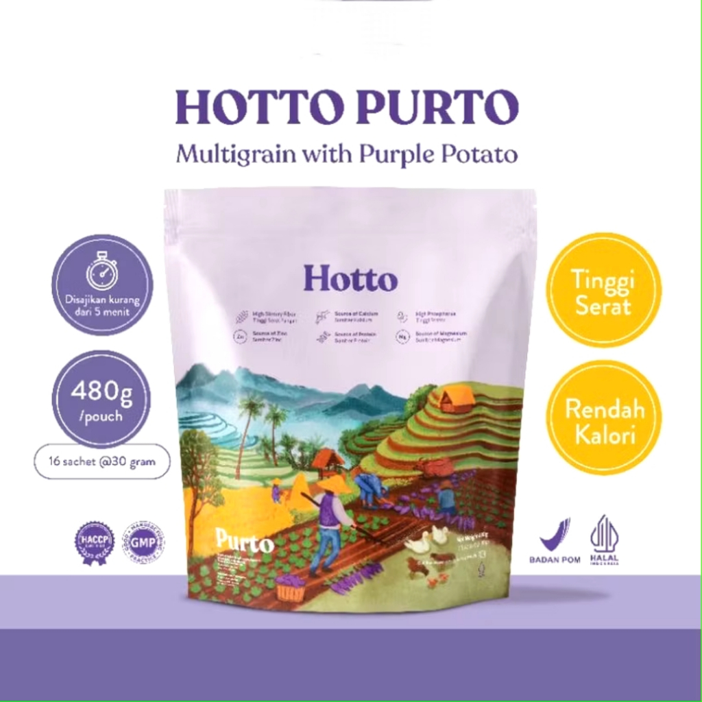 

HOTTO PURTO Isi 16 Sachet Multigrain With Purple Potato Bantu Penuhi Kebutuhan Serat