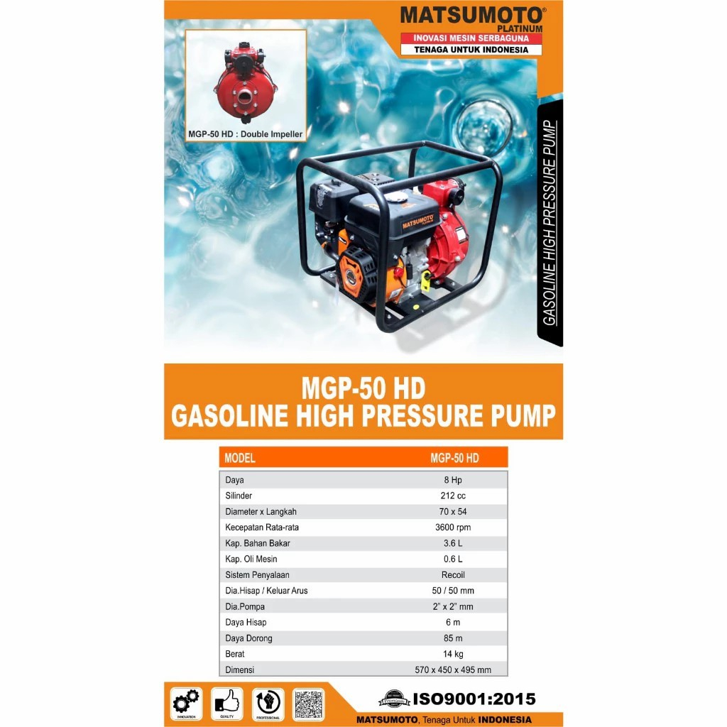 Alkon Pompa Air Pemadam Kebakaran Double Impeller Matsumoto MGP 50 HD