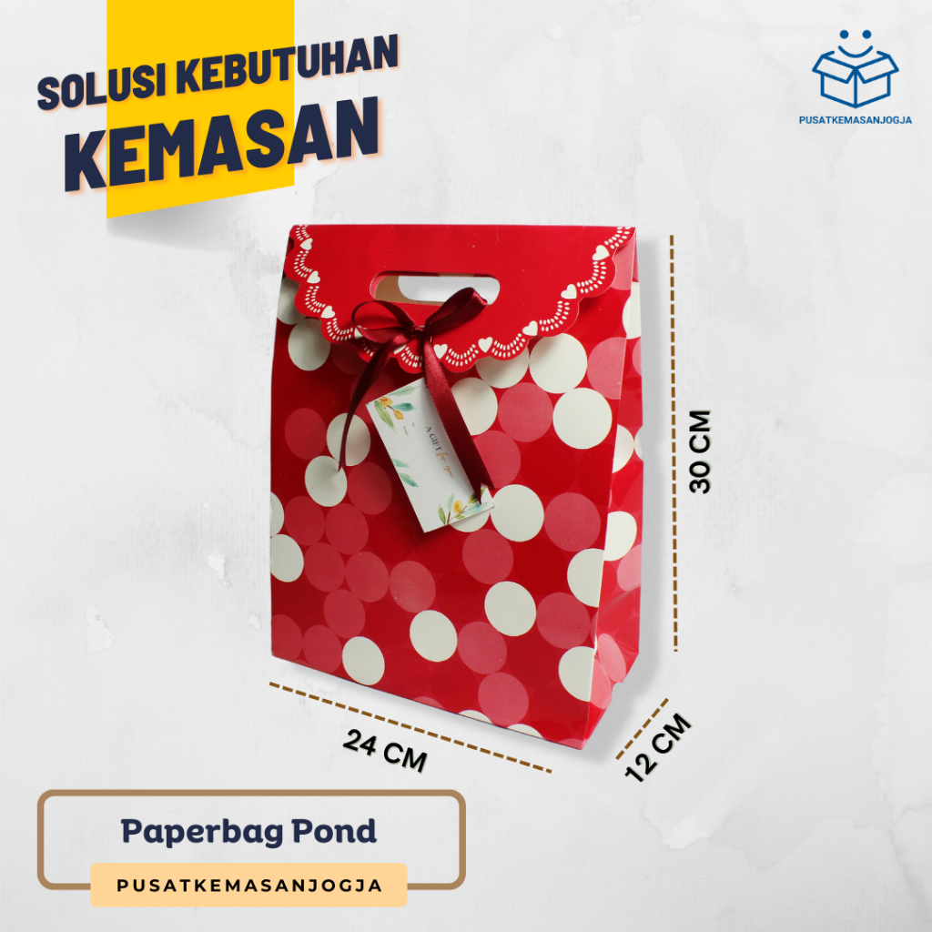 

Paper Bag Jogja / Paper bag Kado / Paperbag Bingkisan / Tas Pond free gift card ukuran 24 x 12 x 30 cm
