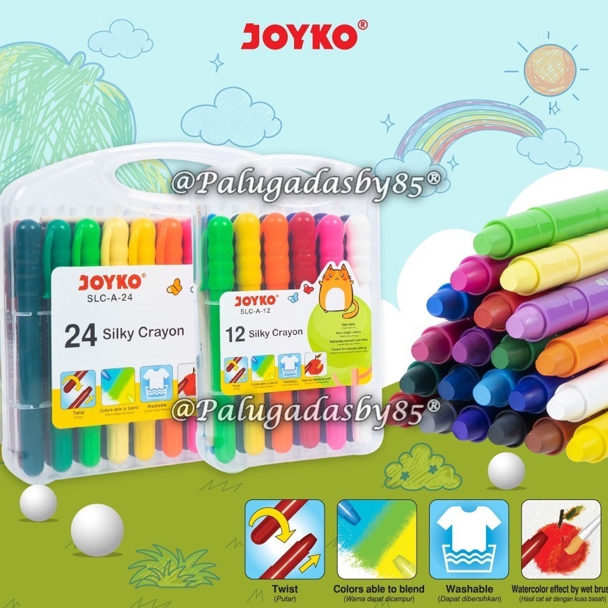 

KODE O38Y 1 Set Silky Crayon Joyko SLCA24 SLCA12 Silky Crayon Krayon Halus Joyko SLCA Warna Colors Silky Crayon Joyko SLC A Joyko SLCA