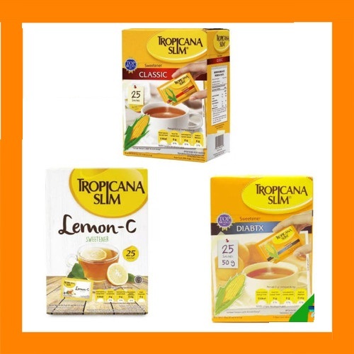 

Gula Jagung / Corn Sugar Tropicana Slim Sweetener 25 x 2.5 gr Rasa ISweet, Lemon C, Diabtx, Classic