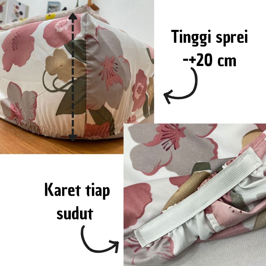 Syafa Dstore Sprei Floral / Sprei Homemade Motif Bunga / Sprei Aesthetic / Sprei Karakter Lotso Bear