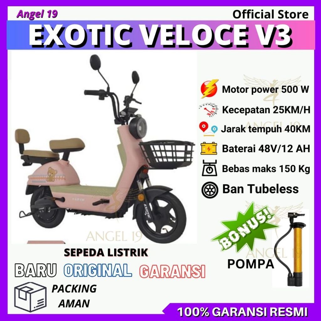 SEPEDA LISTRIK EXOTIC VELOCE V3 500W SEPEDA LISTRIK MURAH EXOTIC VELOCE