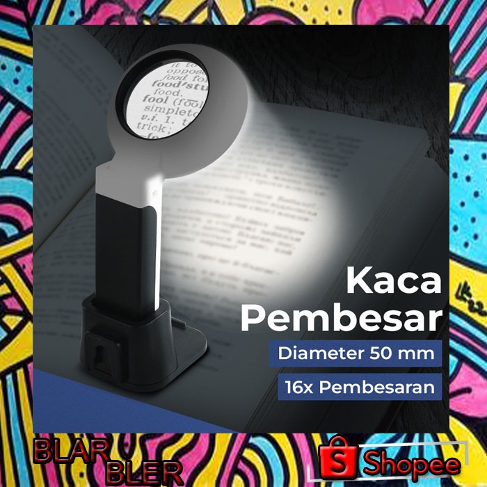 

NOF Kaca Pembesar Magnifying Lup with 12 LED 50mm 16X - TH-7020A - Black