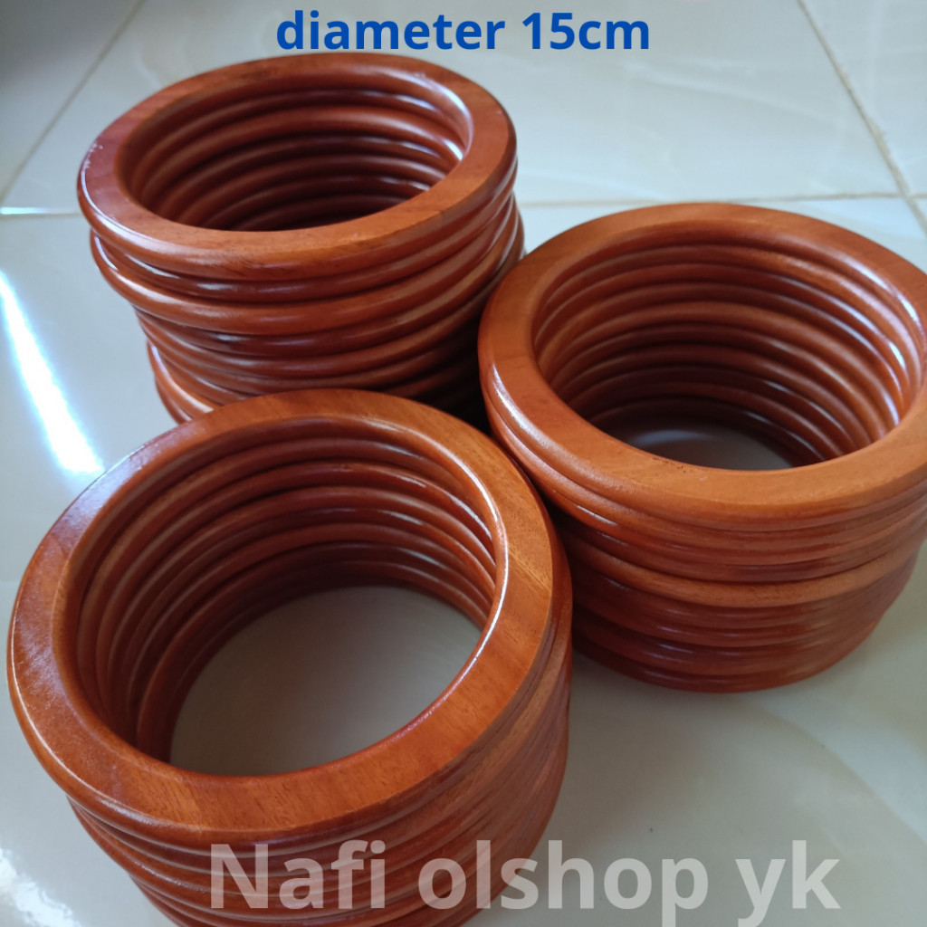 handle tas bulat kayu 15cm | ring kayu bulat macrame 15 cm | pegangan tas kayu | jinjingan tas