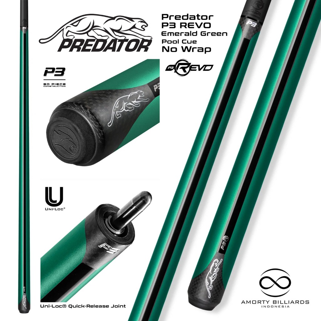 Predator P3 Emerald Green  - No Wrap / Stick Play Billiard