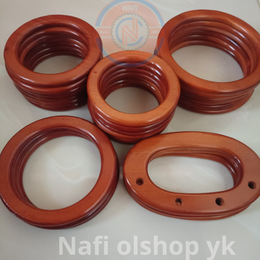 handle tas jinjing | ring kayu bulat | ring macrame | pegangan tas dari kayu