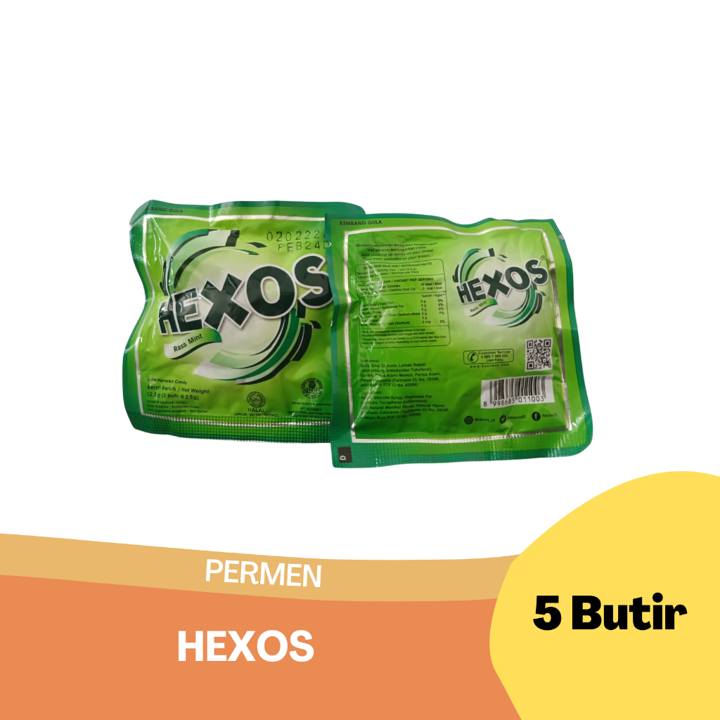 

Permen hexos mint per 1 sachet