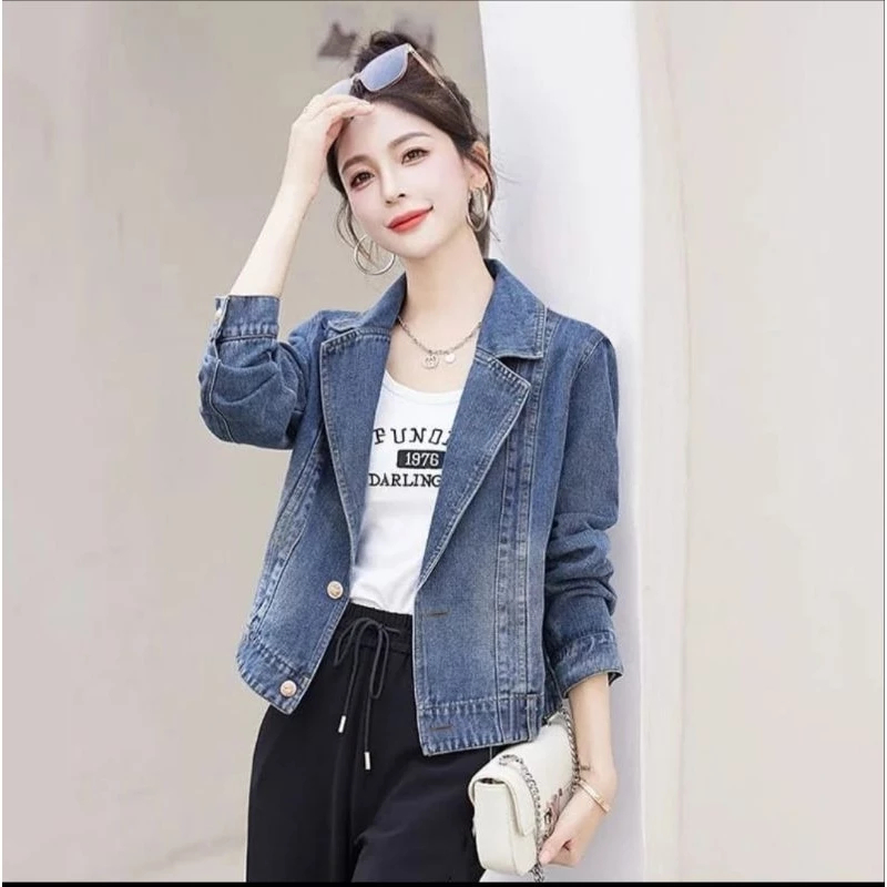 Cardingan Jeans Wanita I Outer Cardingan Import blazer Wanita Kancing