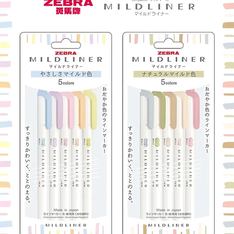 

KODE X82V Zebra Mildliner Gentle Natural Mild Colors Double Sided Highlighter New Colors