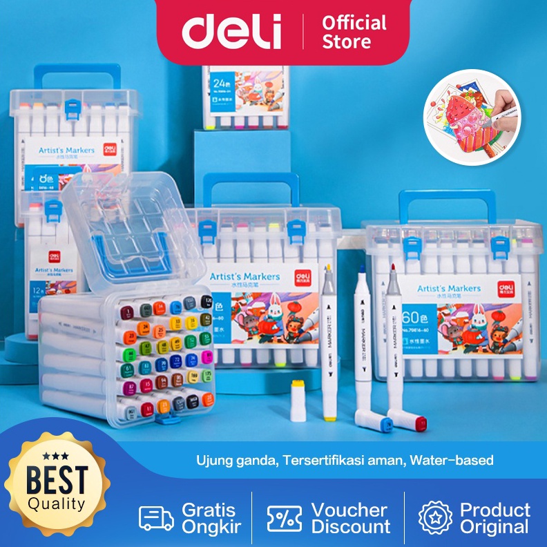 

KODE Y27W Deli Sketch Marker Waterbased Marker Spidol Sketsa Double Tip 12 hingga 8 Warna 7816