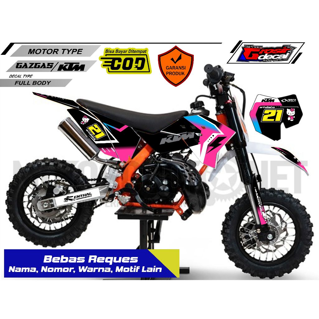 Sticker Stiker Mini Trail Gazgas 50cc / KTM 50cc Full Body Free Custom