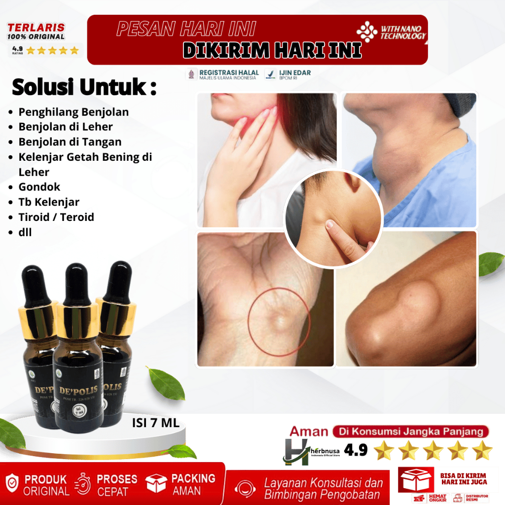 De'polis Propolis Original Obat Penghilang Benjolan, Obat Benjolan di Leher, Obat Benjolan di Tangan