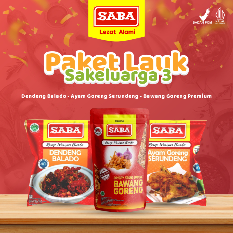 

Paket Lauk Sakeluarga 3 - (Ayam Serundeng + Dendeng Balado + Bawang Goreng Premium)