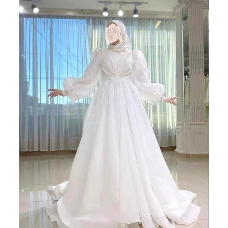 Izma Hijab -GAUD PUTIH AKAD NIKAH -MASKER 3D SAFIRA KATUN PREMIUM MURAH GROSIR SOLO